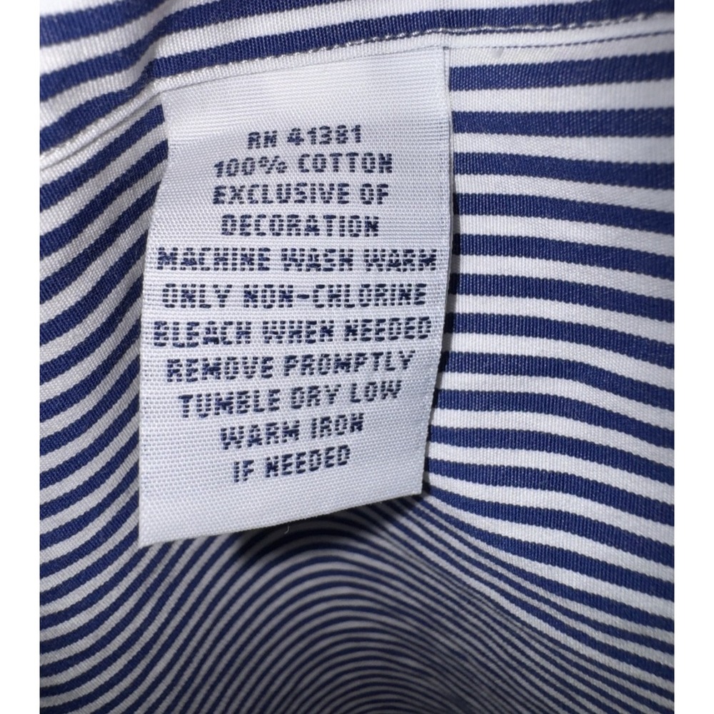 Polo Ralph Lauren Men's Sz M Blue Striped Oxford Custom Fit Button Down Red Pony - Picture 5 of 8